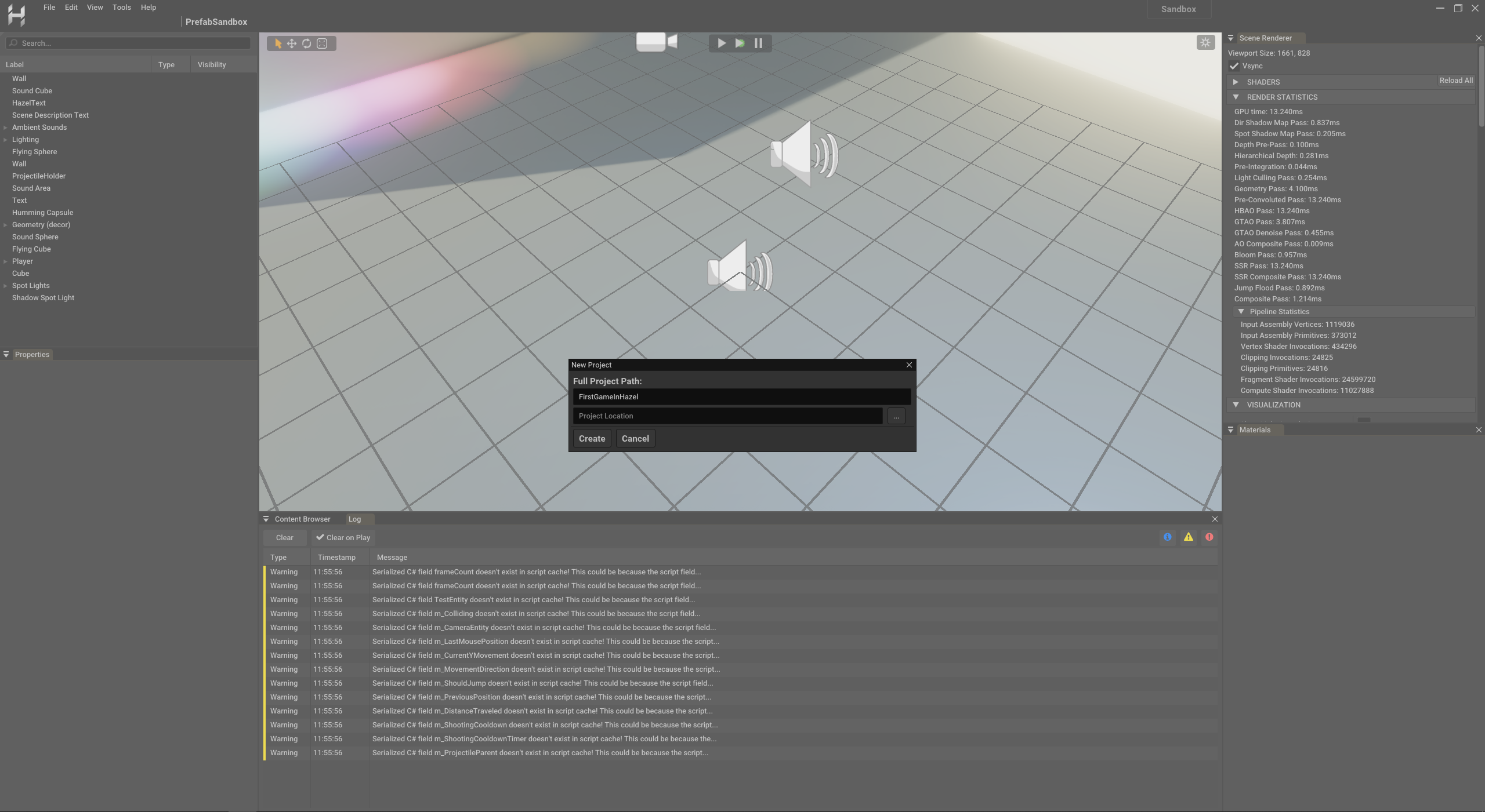 Create Project Popup