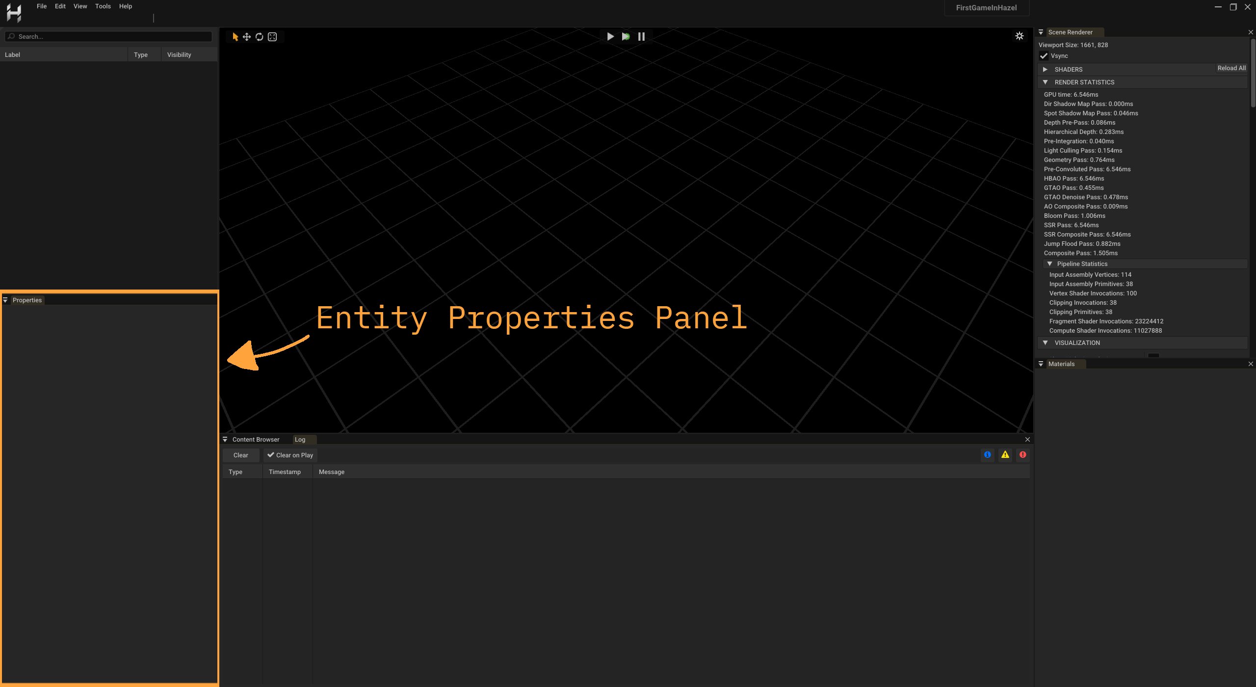 Entity Properties Panel